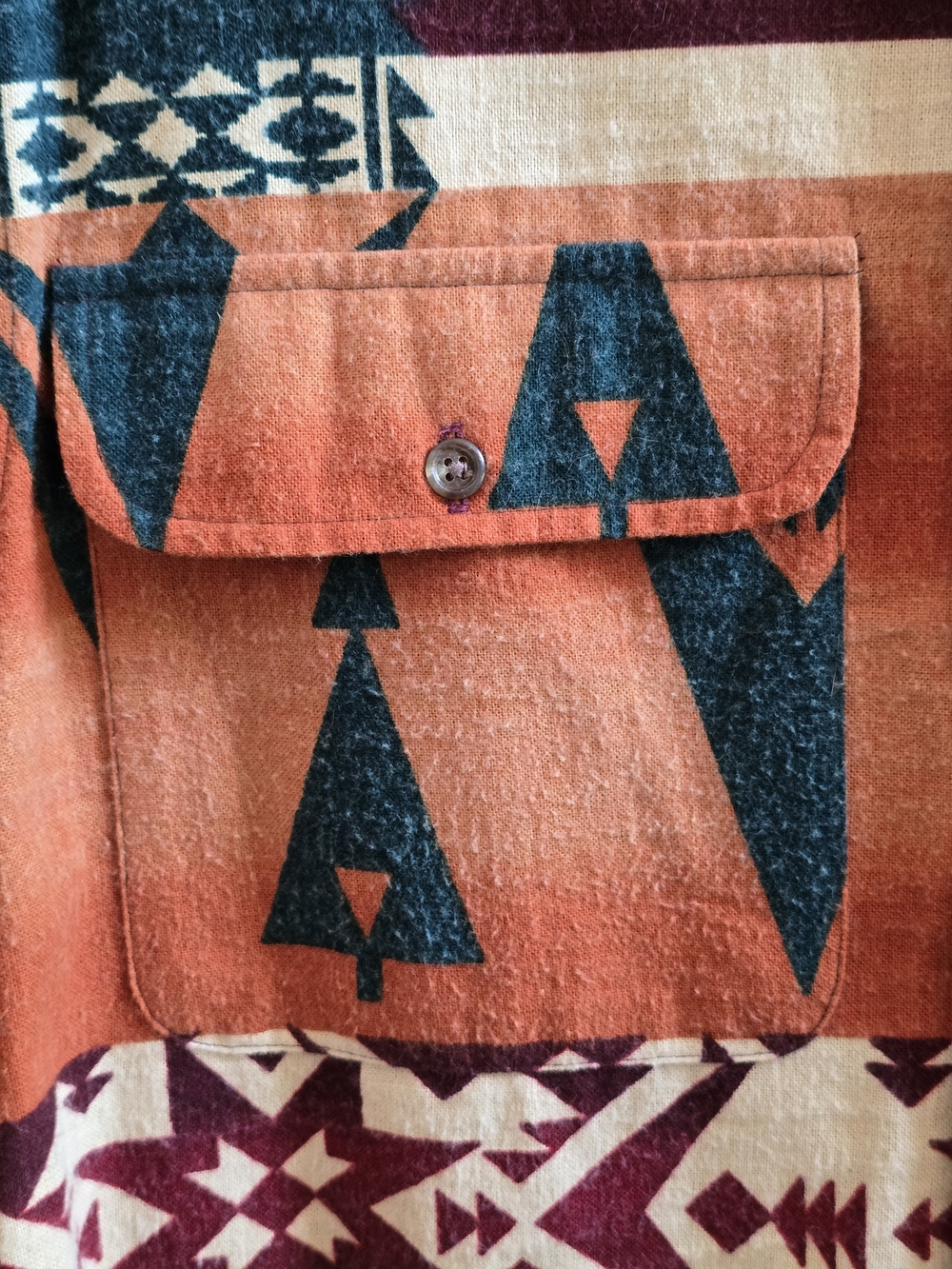 Vintage Ralph Lauren Aztec Flannel Button-Down Shirt, 90s, Sz M - Picture 5 of 8